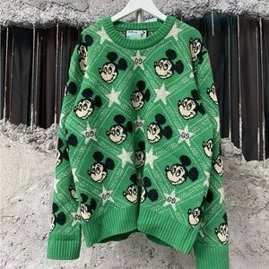 🚩steal authentic Gucci Green Sweater with Mickey Mouse Pattern